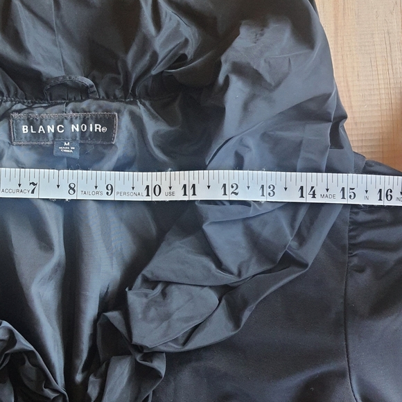 Blanc Noir Black Ruffled Trench Coat Womens M - Picture 9 of 16